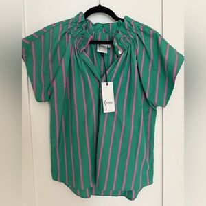 Finley Vibrant Green and Pink Striped Blouse